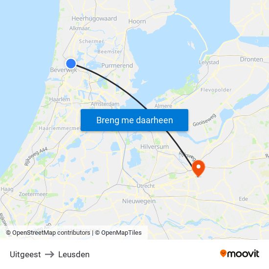 Uitgeest to Leusden map