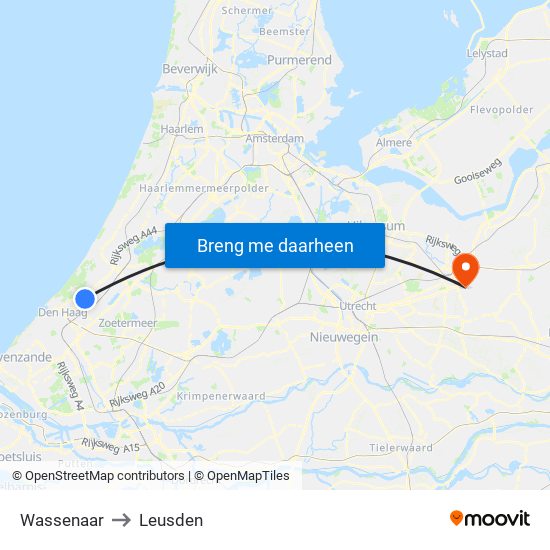 Wassenaar to Leusden map
