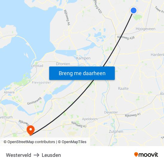 Westerveld to Leusden map