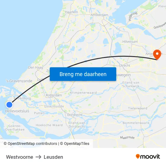 Westvoorne to Leusden map