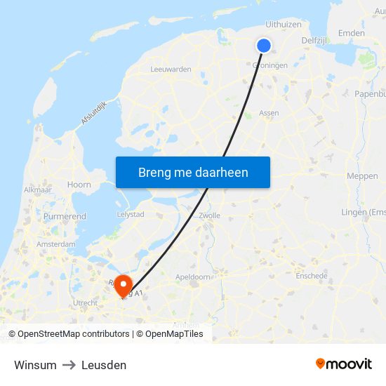 Winsum to Leusden map