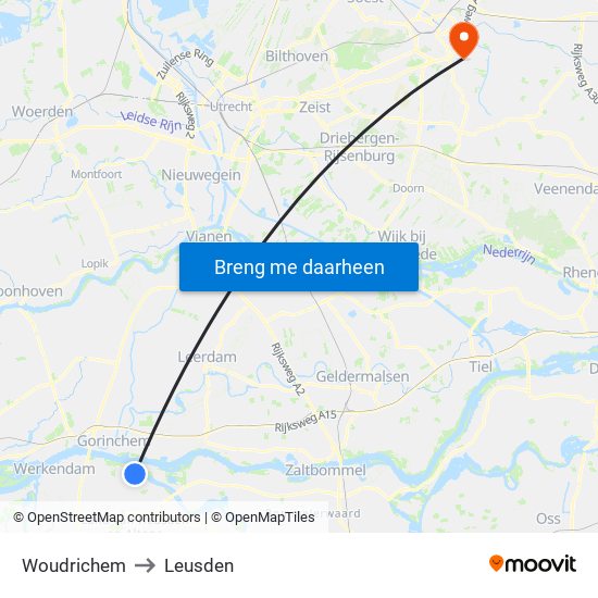 Woudrichem to Leusden map