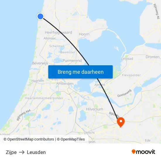 Zijpe to Leusden map