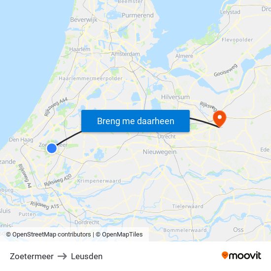 Zoetermeer to Leusden map