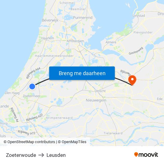 Zoeterwoude to Leusden map
