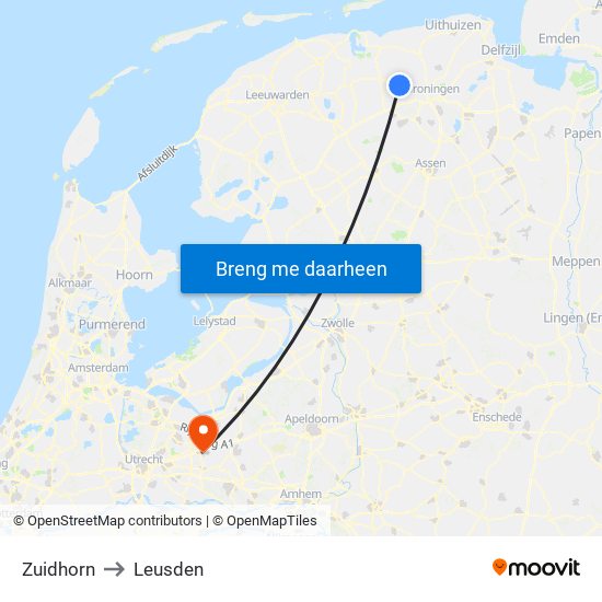 Zuidhorn to Leusden map