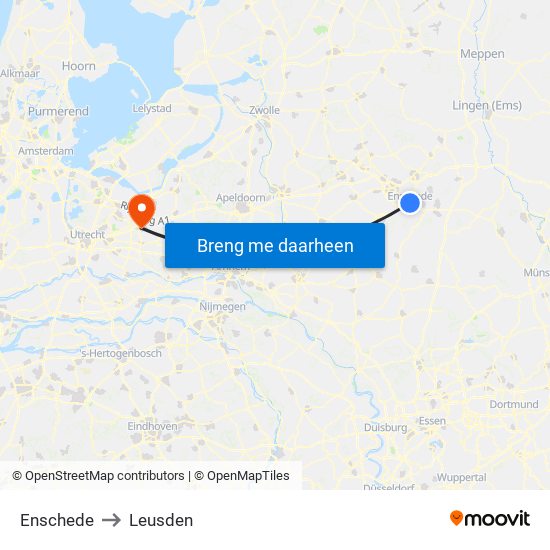 Enschede to Leusden map