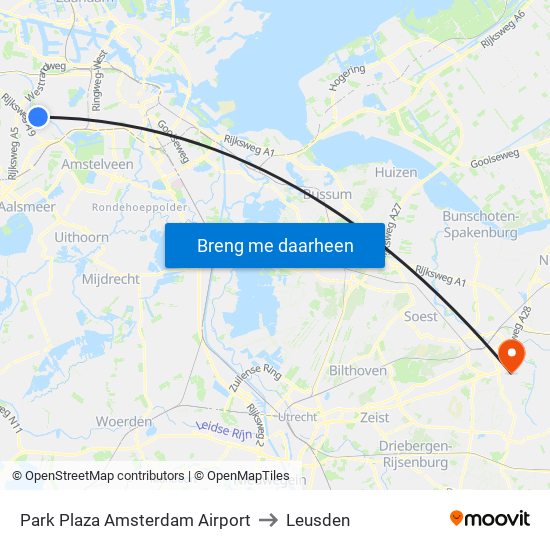 Park Plaza Amsterdam Airport to Leusden map