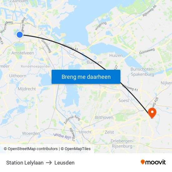 Station Lelylaan to Leusden map