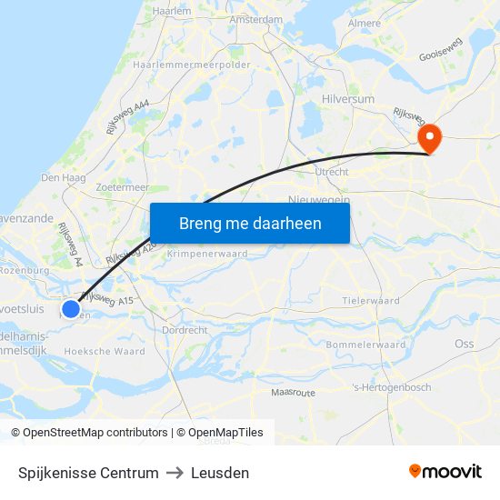 Spijkenisse Centrum to Leusden map