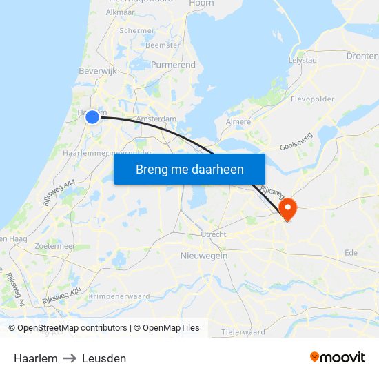 Haarlem to Leusden map