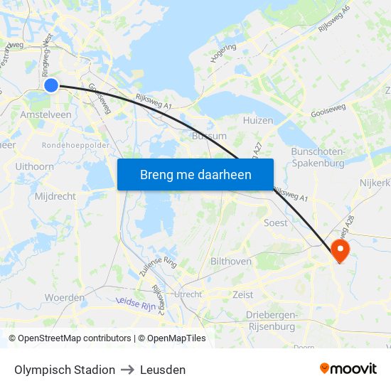 Olympisch Stadion to Leusden map