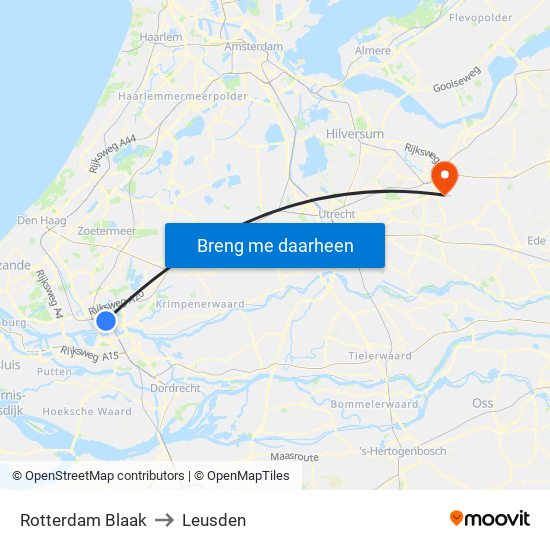 Rotterdam Blaak to Leusden map