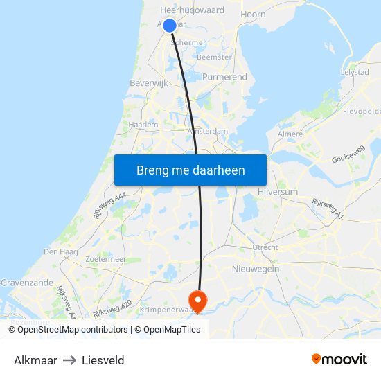 Alkmaar to Liesveld map