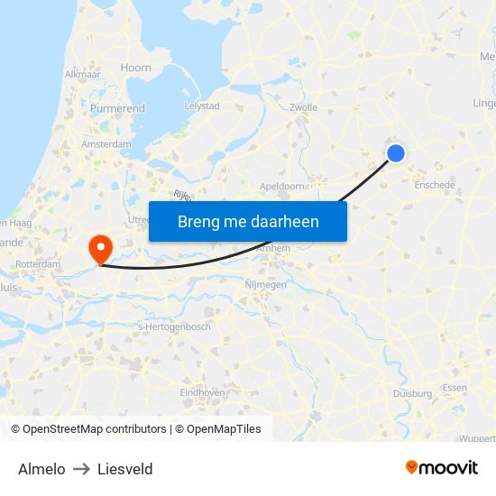 Almelo to Liesveld map