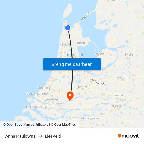 Anna Paulowna to Liesveld map