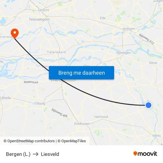 Bergen (L.) to Liesveld map