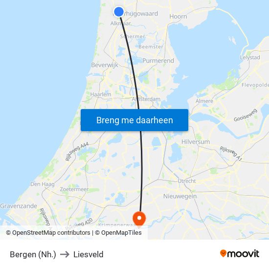 Bergen (Nh.) to Liesveld map