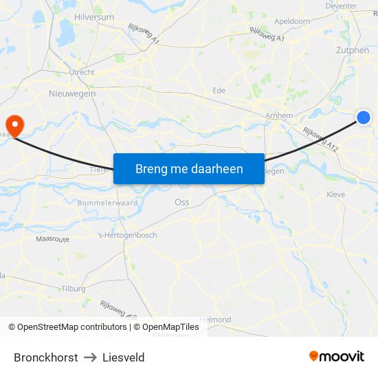 Bronckhorst to Liesveld map