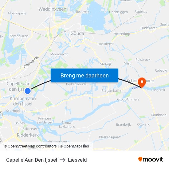 Capelle Aan Den Ijssel to Liesveld map