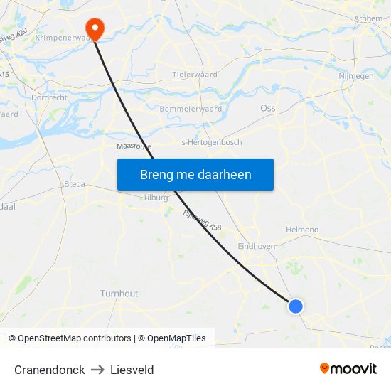 Cranendonck to Liesveld map
