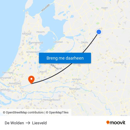 De Wolden to Liesveld map