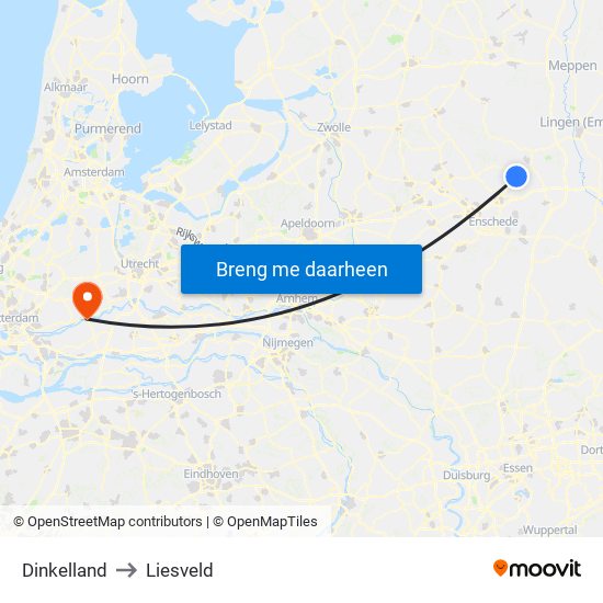 Dinkelland to Liesveld map