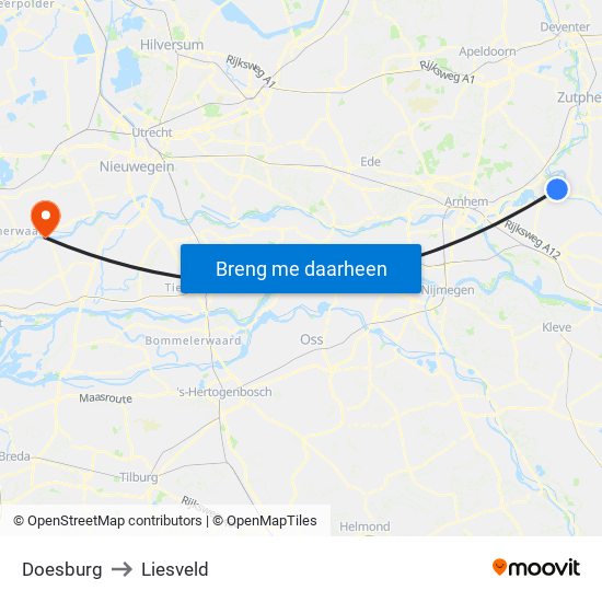 Doesburg to Liesveld map