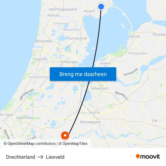 Drechterland to Liesveld map