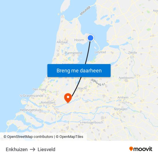 Enkhuizen to Liesveld map