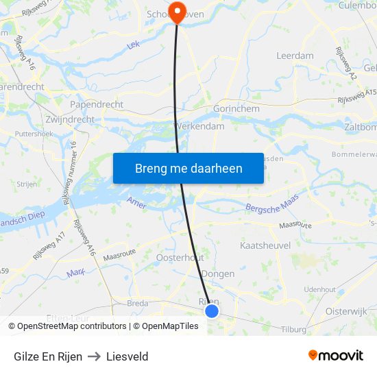 Gilze En Rijen to Liesveld map