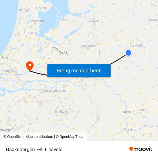 Haaksbergen to Liesveld map