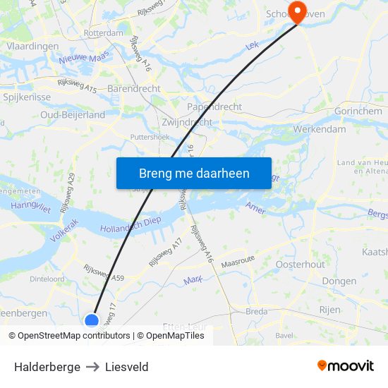 Halderberge to Liesveld map