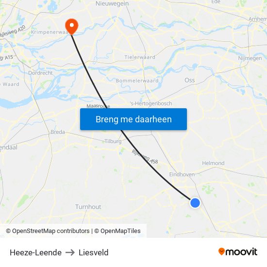 Heeze-Leende to Liesveld map