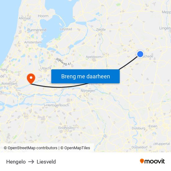 Hengelo to Liesveld map