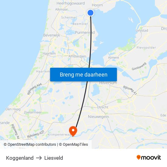 Koggenland to Liesveld map