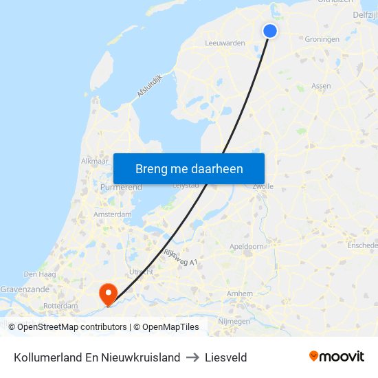 Kollumerland En Nieuwkruisland to Liesveld map