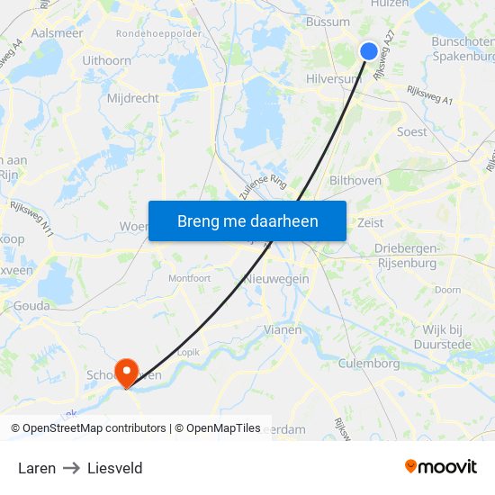Laren to Liesveld map