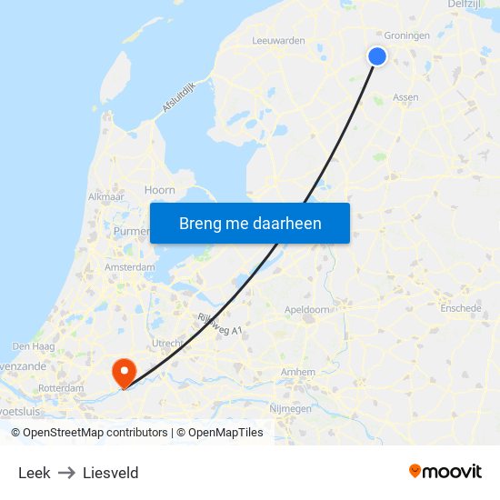 Leek to Liesveld map