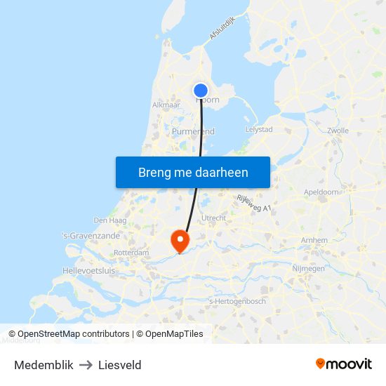 Medemblik to Liesveld map