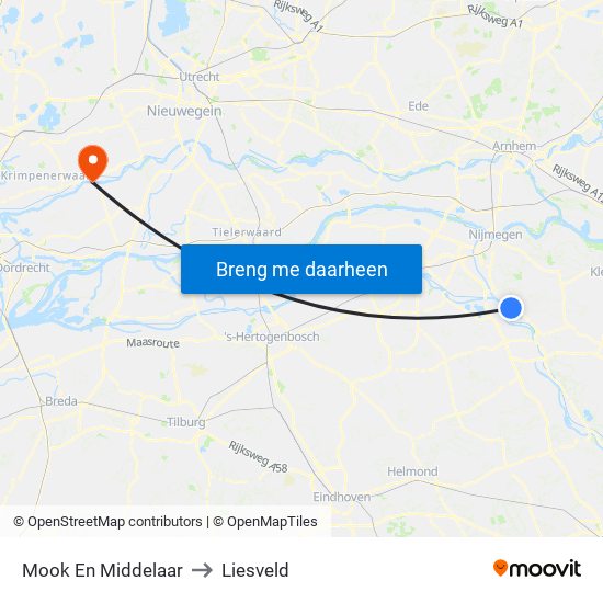 Mook En Middelaar to Liesveld map