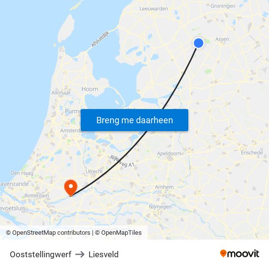 Ooststellingwerf to Liesveld map