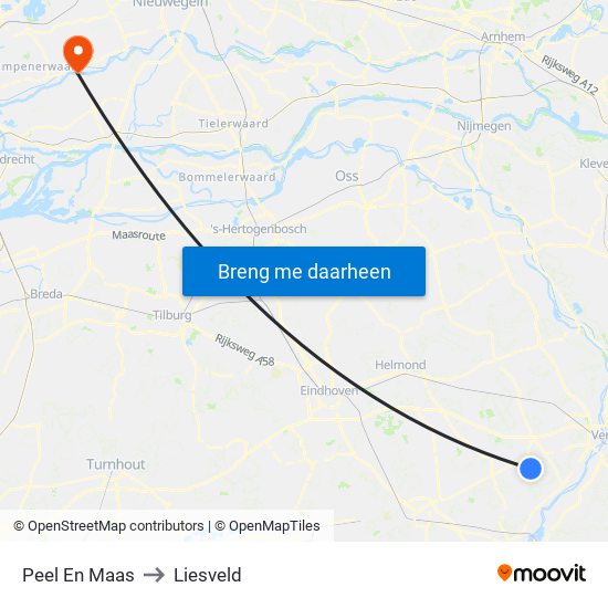 Peel En Maas to Liesveld map