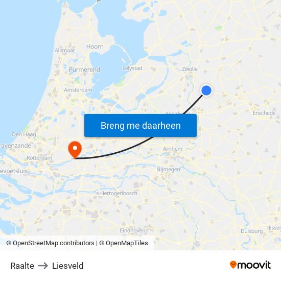 Raalte to Liesveld map