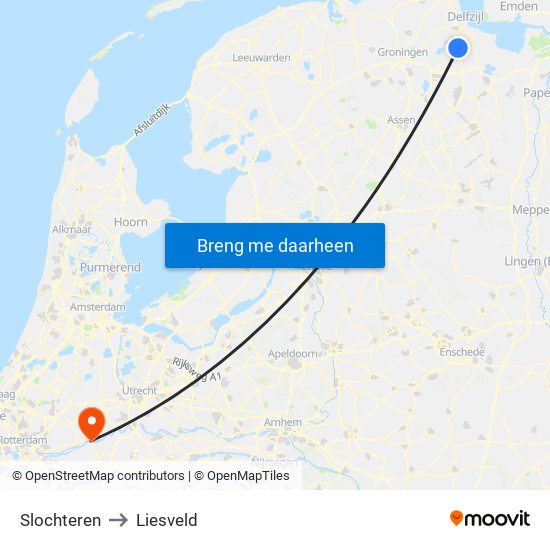 Slochteren to Liesveld map