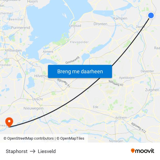 Staphorst to Liesveld map