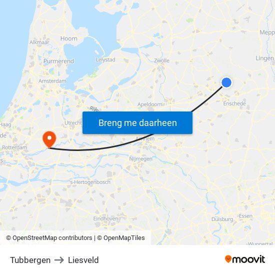 Tubbergen to Liesveld map