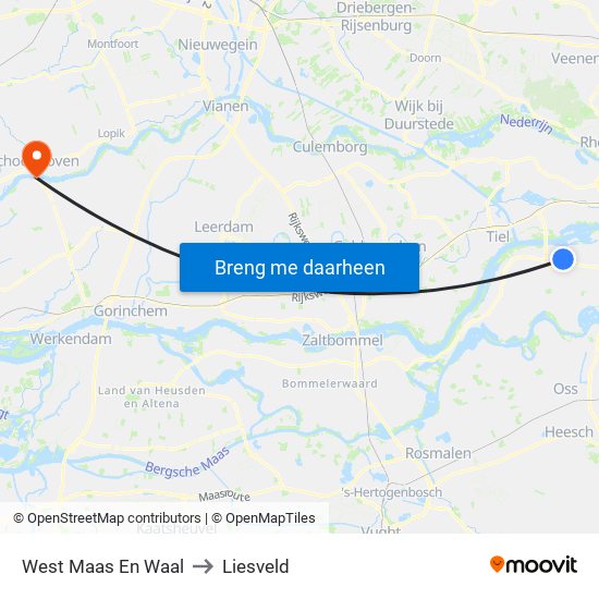 West Maas En Waal to Liesveld map