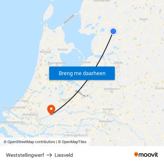 Weststellingwerf to Liesveld map