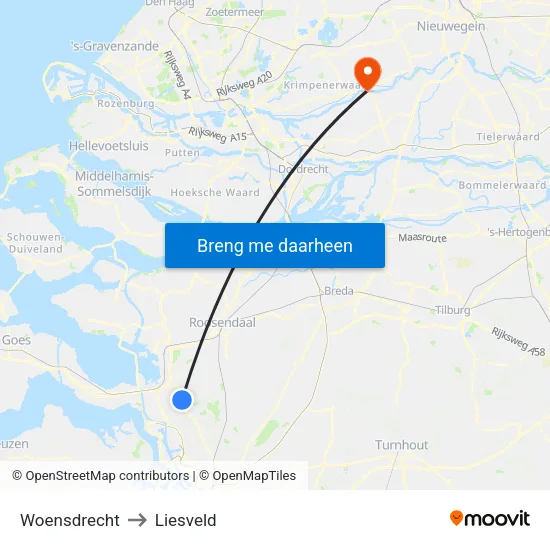 Woensdrecht to Liesveld map